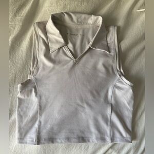 Aritzia TNA White Collared Golf Crop Top